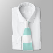Licht turquoise en wit brede horizontale strepen stropdas (Gebonden)