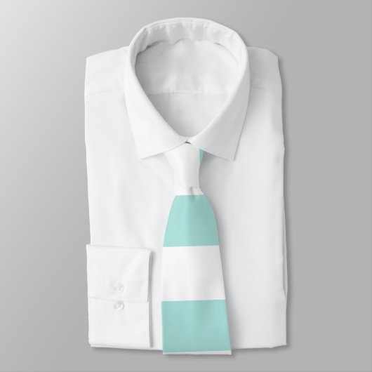 Licht turquoise en wit brede horizontale strepen stropdas (Gebonden)
