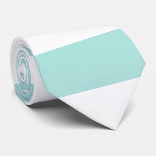 Licht turquoise en wit brede horizontale strepen stropdas (Opgerold)