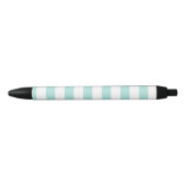 Licht turquoise en wit brede horizontale strepen zwarte inkt pen (Voorkant)