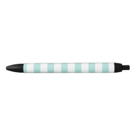 Licht turquoise en wit brede horizontale strepen zwarte inkt pen