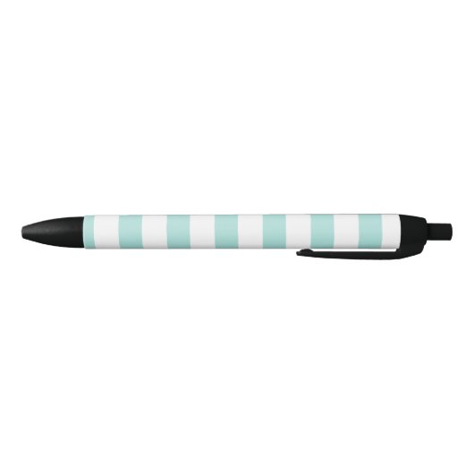 Licht turquoise en wit brede horizontale strepen zwarte inkt pen (Bodem)