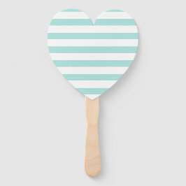 Licht Turquoise en Wit Breed Horizontaal Gestreept Handwaaier