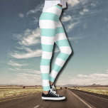 Licht Turquoise en Wit Breed Horizontaal Gestreept Leggings<br><div class="desc">Licht Turquoise en Wit Breed Horizontaal Gestreept.</div>