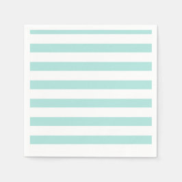 Licht Turquoise en Wit Breed Horizontaal Gestreept Servet