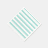 Licht Turquoise en Wit Breed Horizontaal Gestreept Servet (Hoek)