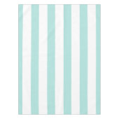 Licht Turquoise en Wit Breed Horizontaal Gestreept Tafelkleed (Voorkant)