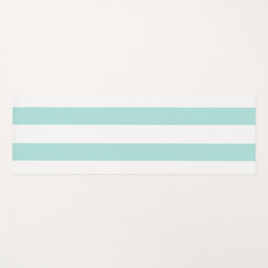 Licht Turquoise en Wit Breed Horizontaal Gestreept Yogamat (Voorkant (horizontaal))