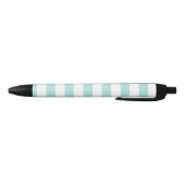 Licht Turquoise en Wit Breed Horizontaal Gestreept Zwarte Inkt Pen (Bodem)