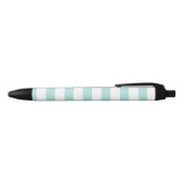 Licht Turquoise en Wit Breed Horizontaal Gestreept Zwarte Inkt Pen (Bovenkant)