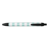 Licht Turquoise en Wit Breed Horizontaal Gestreept Zwarte Inkt Pen (Achterkant)
