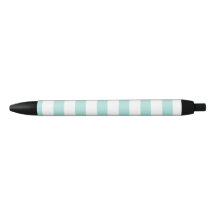 Licht Turquoise en Witte Brede Horizontale Gestree