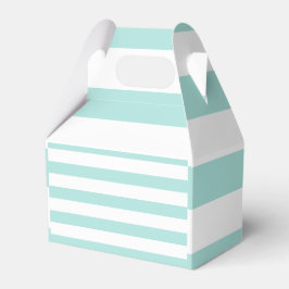 Licht turquoise en witte brede horizontale strepen bedankdoosjes