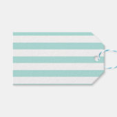 Licht turquoise en witte brede horizontale strepen cadeaulabel (Voorkant (Horizontaal))
