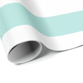 Licht turquoise en witte brede horizontale strepen cadeaupapier (Rol Hoek)