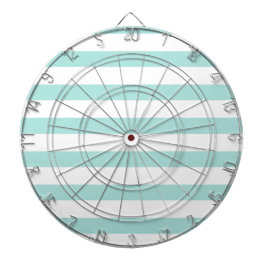 Licht turquoise en witte brede horizontale strepen dartbord