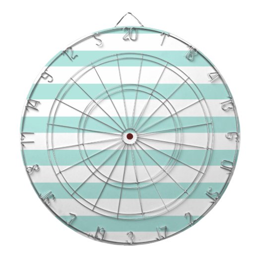 Licht turquoise en witte brede horizontale strepen dartbord (Voorkant)