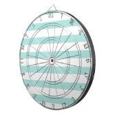 Licht turquoise en witte brede horizontale strepen dartbord (Voorkant Rechts)