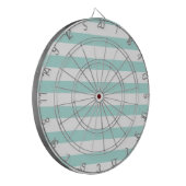 Licht turquoise en witte brede horizontale strepen dartbord (Voorkant Links)