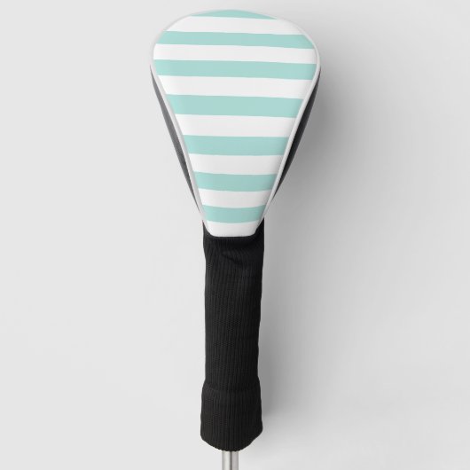 Licht turquoise en witte brede horizontale strepen golfheadcover (Voorkant)