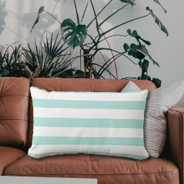 Licht turquoise en witte brede horizontale strepen kussen