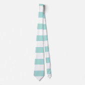 Licht turquoise en witte brede horizontale strepen stropdas (Voorkant)