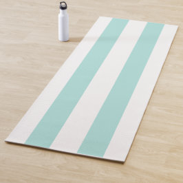 Licht turquoise en witte brede horizontale strepen yogamat