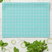 licht turquoise en witte ruit Gingham Theedoek (Gevouwen)