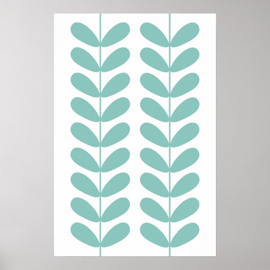 Licht turquoise Flower Buds mid century Moderne Poster (Voorkant)