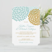 Licht Turquoise & Gouden Bruiloft Uitnodigingen (Staand voorkant)