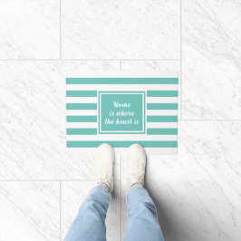 Licht turquoise & Witte Streep Personaliseerbaar Deurmat