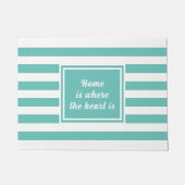 Licht turquoise & Witte Streep Personaliseerbaar Deurmat (Voorkant)