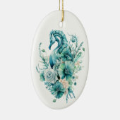 Licht Turquoise Zee Paard Kerst Ornament (Rechts)