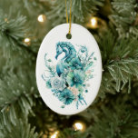 Licht Turquoise Zee Paard Kerst Ornament<br><div class="desc">Voeg een vleugje kustcharme toe aan uw kerstboom met dit prachtige lichte turquoise zeepaardje en ornament. De ingewikkelde details van het zeepaardje en de delicate bloemen zorgen voor een vleugje elegantie in uw vakantieinterieur. Dit ornament is gemaakt van hoogwaardige materialen en gaat zeker nog jaren mee.</div>