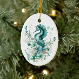 Licht Turquoise Zee Paard Kerst Ornament