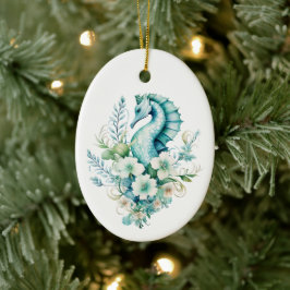 Licht Turquoise Zee Paard Kerst Ornament