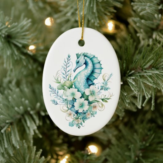 Licht Turquoise Zee Paard Kerst Ornament (Boom)