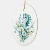 Licht Turquoise Zee Paard Kerst Ornament (Links)