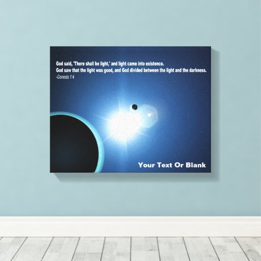 Licht uit duisternis - Genesis 1:4 Canvas Afdruk (Insitu (Houten vloer))