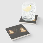 Licht-up sneeuwmannen Kerstvakantie foto Stenen Onderzetter (Zijkant)