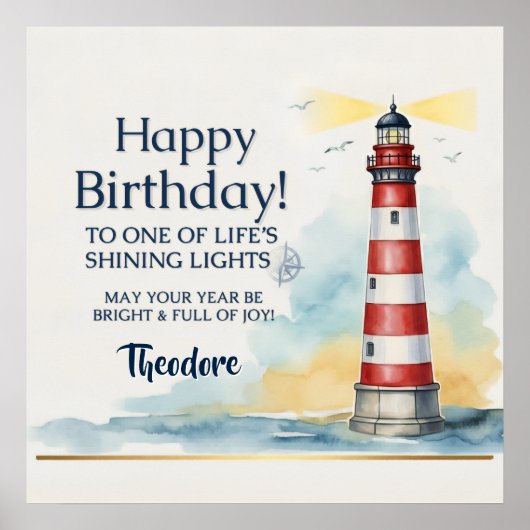 Licht van de Vuurtoren Verjaardag Poster (Voorkant)