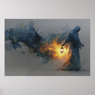 Licht Van De Wereld Jezus Lantaarn Aquarel Modern Poster