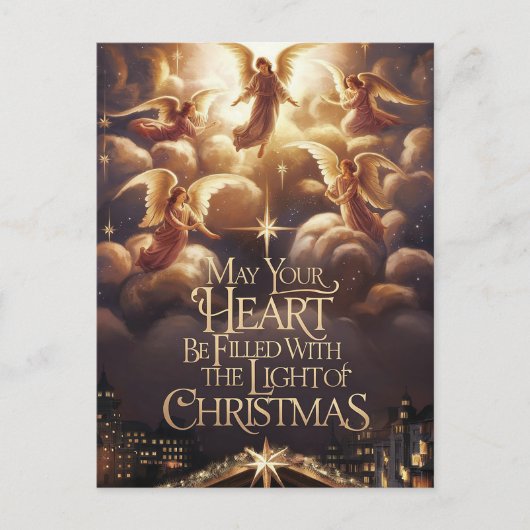 Licht van Kerstmis Angelic Briefkaart Design (Voorkant)