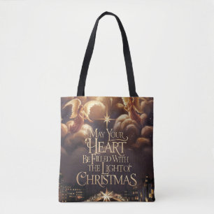 Licht van Kerstmis Angelic Briefkaart Design Tote Bag