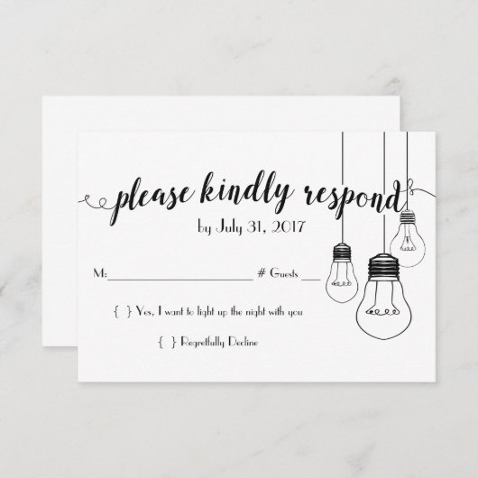 Licht van mijn leven bruiloft RSVP-kaart RSVP Kaartje (Voorkant / Achterkant)