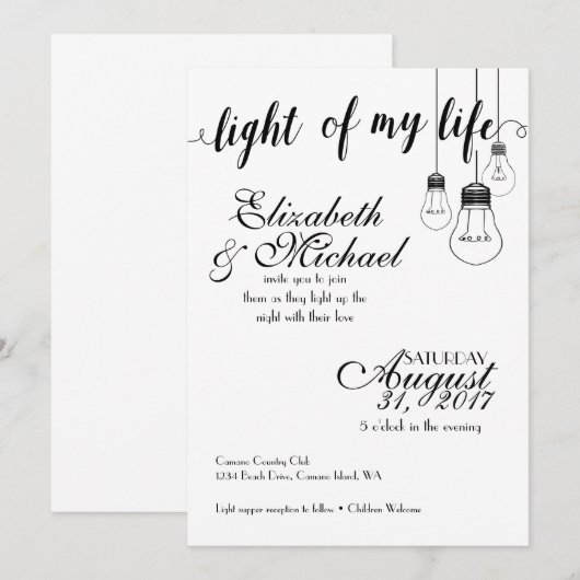 Licht van mijn leven bruiloft uitnodiging (Voorkant / Achterkant)
