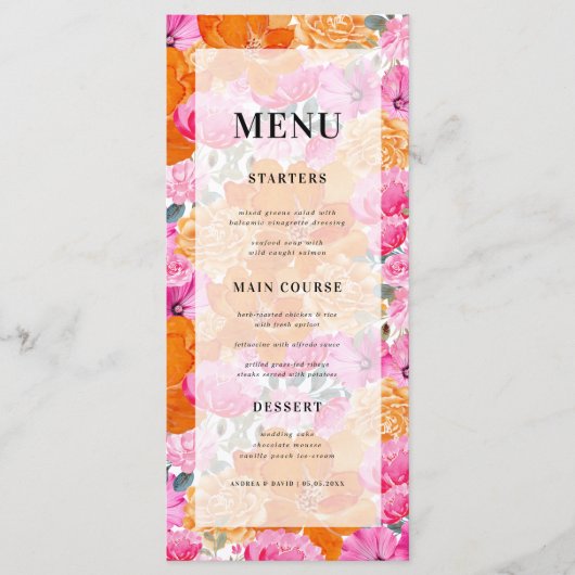 Licht Vervaagd Roze en Sinaasappel Bright Garden B Menu (Voorkant)