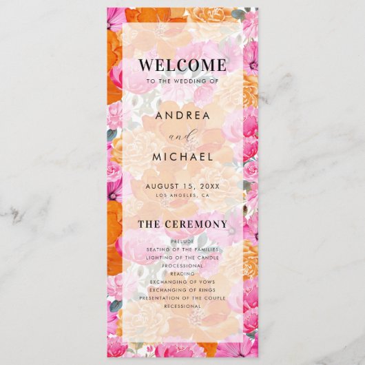 Licht Vervaagd Roze Sinaasappel Verse Bloemen Brui Programmakaart (Voorkant)