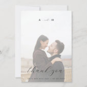 Licht Vervagende Foto Monogram Elegante Witte Brui Bedankkaart (Voorkant)