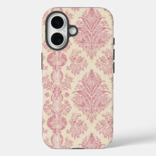 Licht Victoriaans Roze Damask Pattern iPhone 16 Hoesje